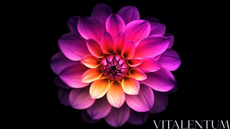 Radiant Dahlia Bloom Against Darkness.