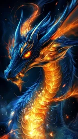 Plasma-ignited serpentine dragon rendered in luminous vectors.