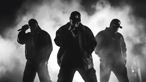 Three powerful hip hop performers command the smoky stage