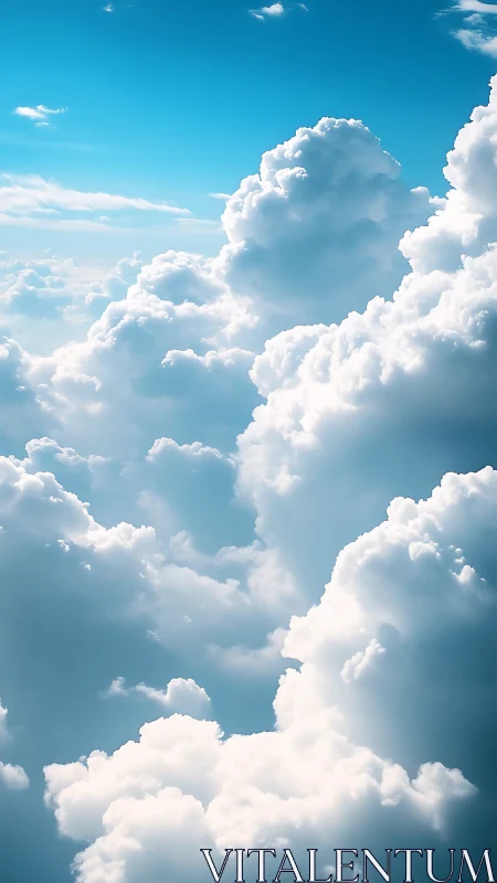 Sunlit cumulus cloud towers under clear cyan sky.