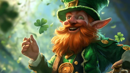Digital rendering depicts leprechaun figure in forest light