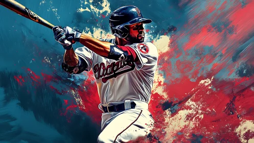 Dynamic digital painting of baseball batter in full swing motion.