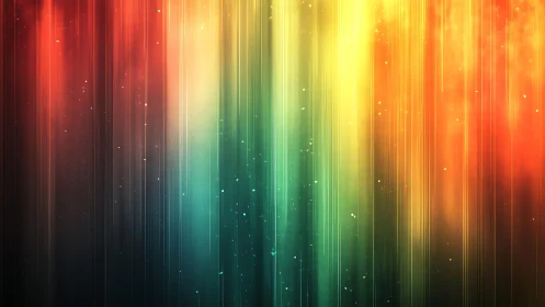 Vibrant Abstract Light Beams in Rainbow Colors Digital Art.