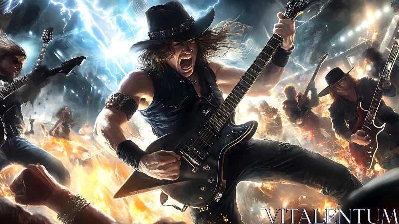 Explosive heavy metal guitarist commands a thunderous stage show.