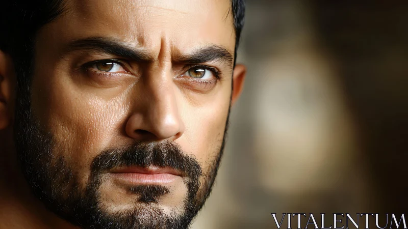 Intense male portrait captures focused, dramatic expression