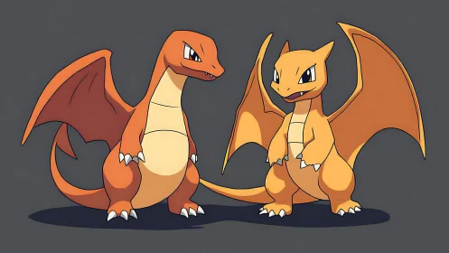 Twin orange dragon rivals trade grins before a sparring match