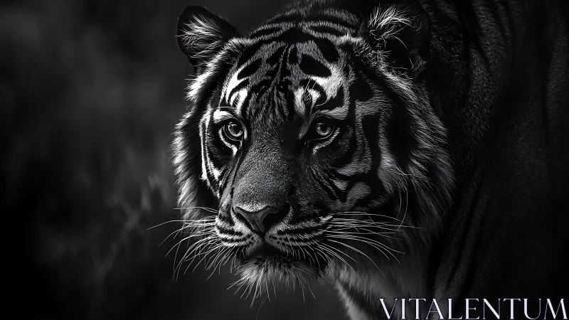 Soft moonlit tiger gaze holds quiet strength and mystery