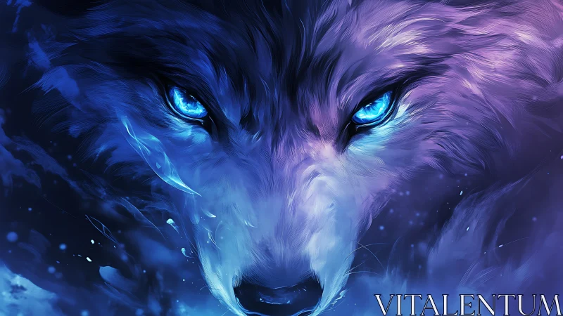 Luminescent Ice Wolf Portrait in High-Chroma Digital Painting.