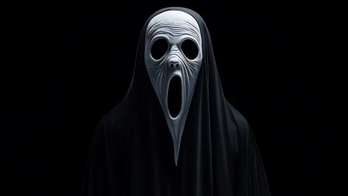 Eclipsed Wail: Hollow-Eyed Phantom Wrapped In Night.