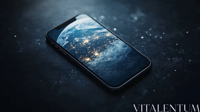 Smartphone screen becomes glowing portal to a connected Earth