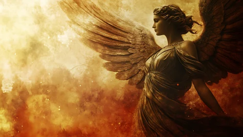 Emberwing guardian rising through a storm of burning light.