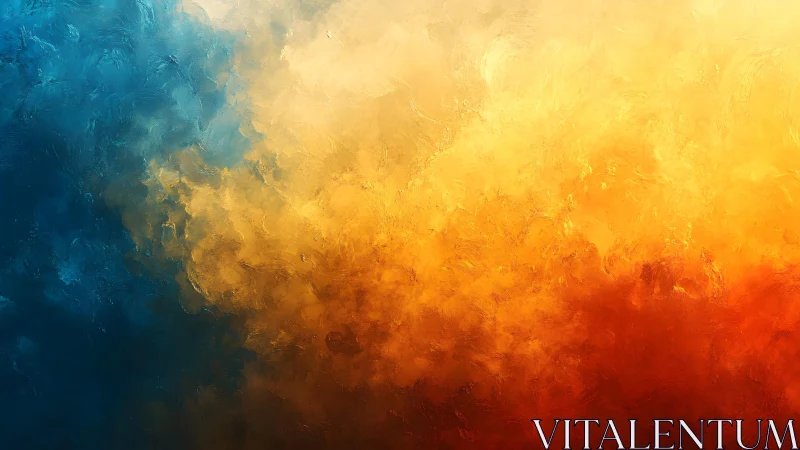 Abstract Fire and Water Painting with Vivid Color Blending.