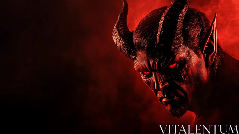 Horned demonic figure rendered in high contrast red lighting