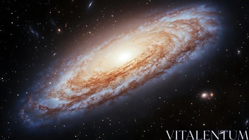 Glowing spiral galaxy swirling gently through starry space.