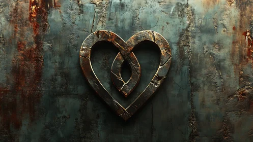 Weathered Heart Carved Into Decay and Rust.