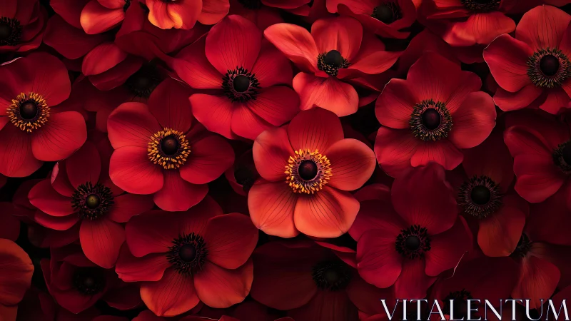 Crimson Anemone Array: Dense Floral Composition.