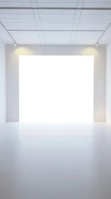 Rectangular light aperture dominates a minimal white room