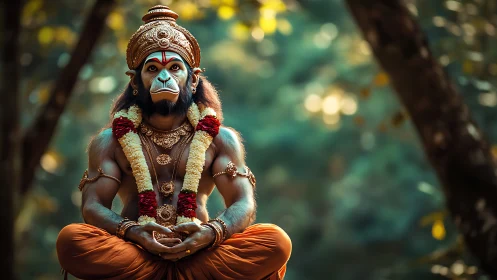 Forest sage in simian regalia quietly claims the sunrise