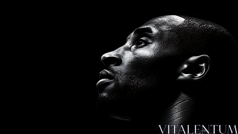 High-contrast monochrome profile isolates an intense male athlete