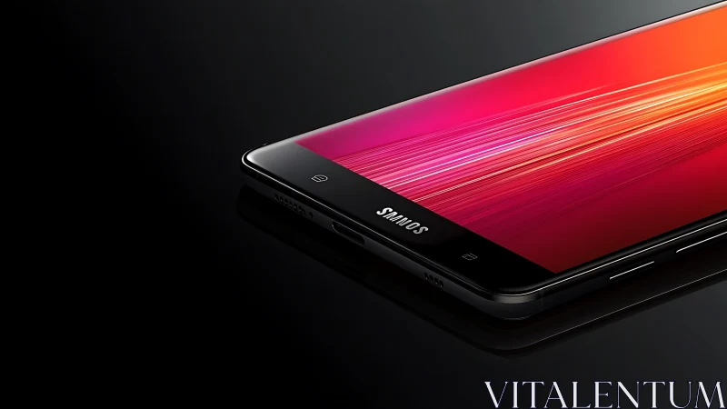 Black Smartphone Red Gradient Display Angled