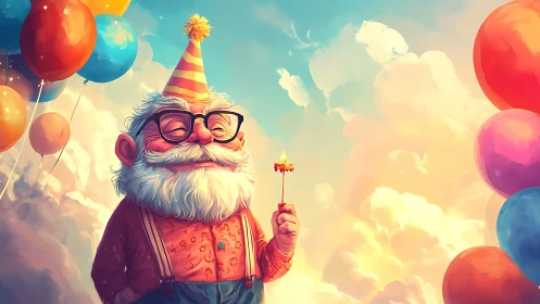 Whimsical Cloud-Bound Celebration Breaks Free Into Sky