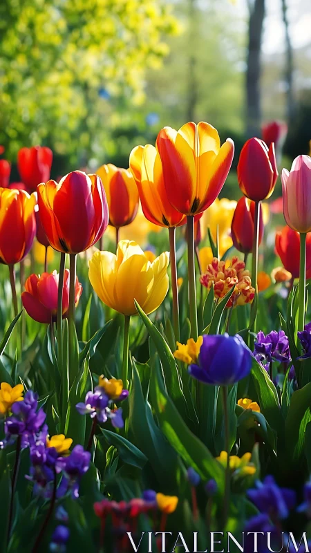 Jeweled Tulip Spectacle Basks in Golden Spring Radiance