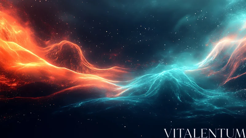 Dual energy waveforms collide in a nebular fluid dynamics field