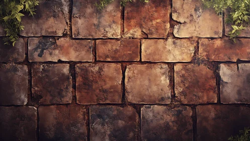 Weathered stone brick wall shows warm texture and aging