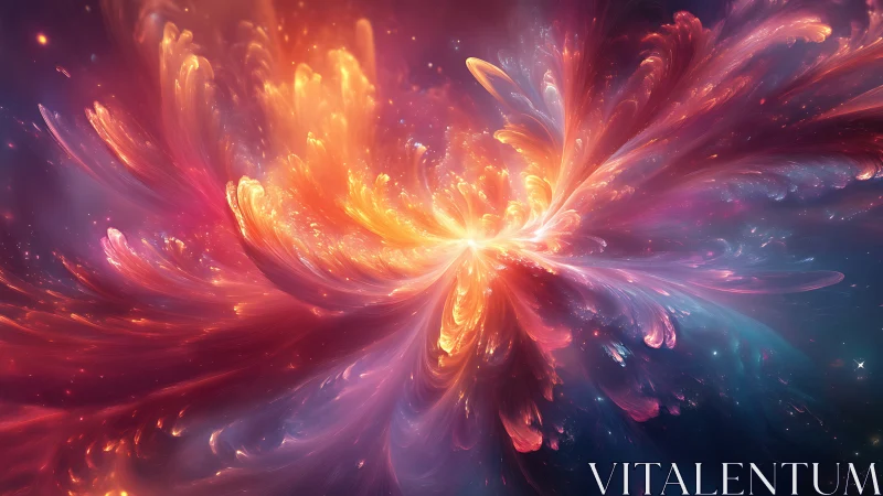 Fractal nebula bloom with radiant cosmic energy core design.