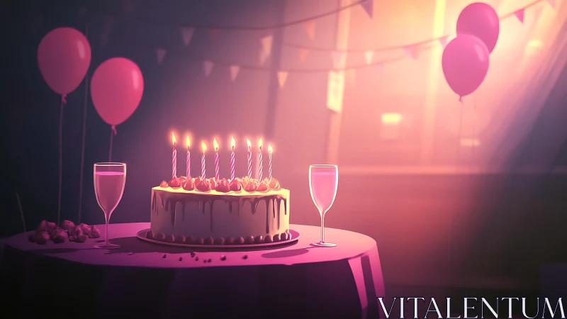 Birthday Celebration in Warm Ambient Glow.