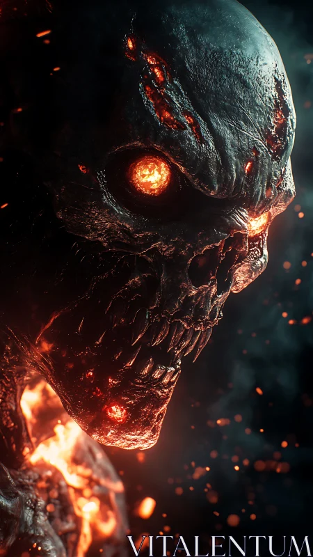 Molten skull creature glowing with fierce infernal energy.