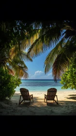Paradise Found: Adirondack Chairs Under Palm Trees.