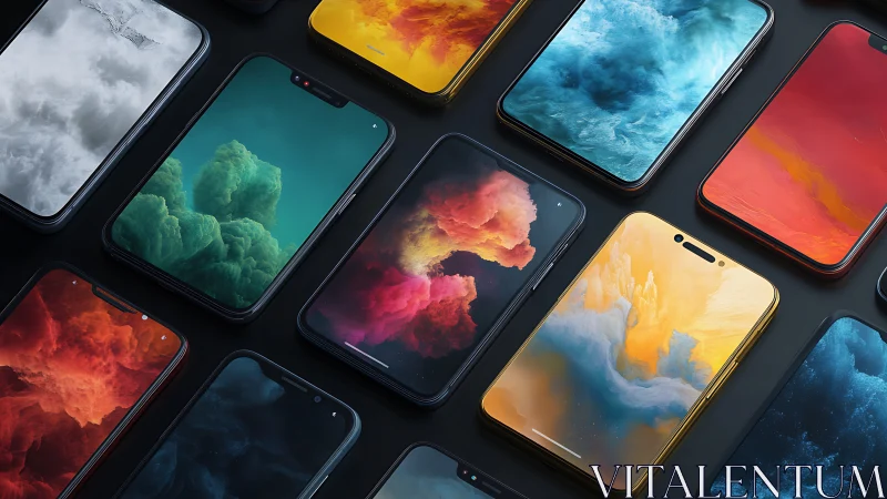 Color-drenched smartphone gallery filled with cloud art.