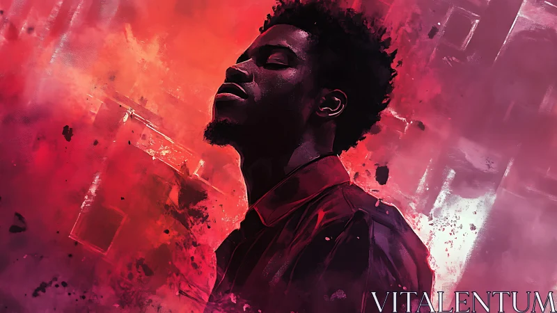 Crimson daydreamer drifting through painted thunderlight.