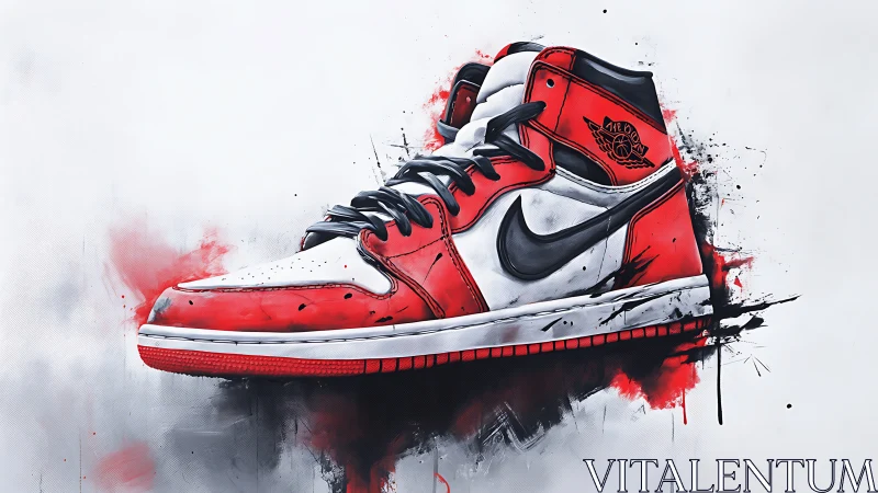 Iconic red high-top sneaker rendered in bold splatter art.