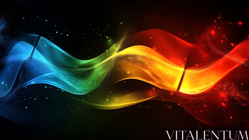 Chromatic light waves form dynamic flowing energy ribbons