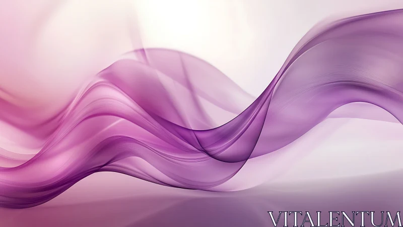 Violet translucent waves curve across soft pastel light.