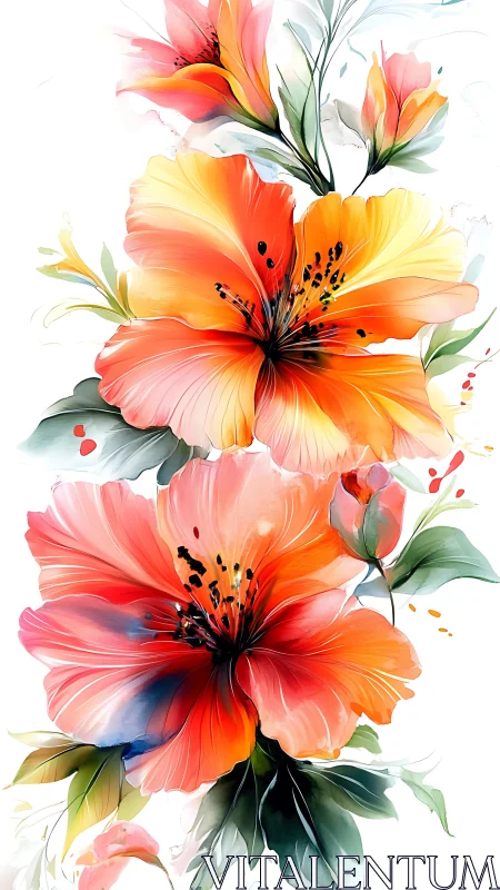 Radiant Floral Cascade: Layered Watercolor Blooms