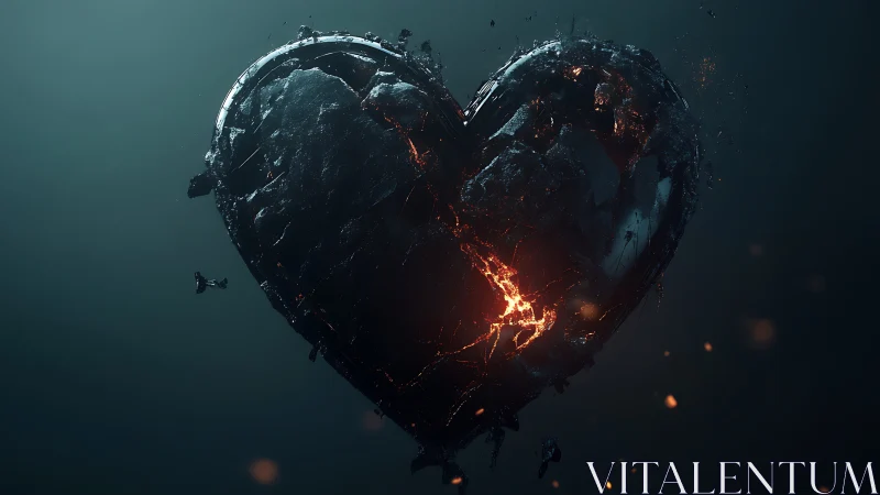 Luminous Heart with Molten Fractures and Crystalline Crust