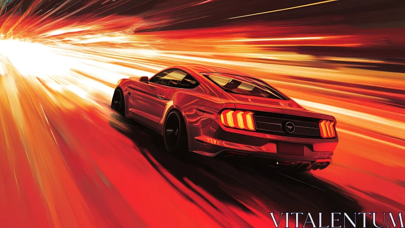 Aerodynamic sports coupe in high-velocity light tunnel render.