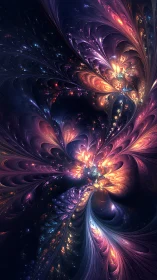 Fractal nebula plumes spiral through luminous cosmic void