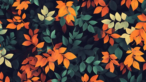 Cozy autumn leaves dancing across a deep twilight garden.
