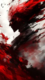 Silhouetted fiery warrior dissolves into red chaos.