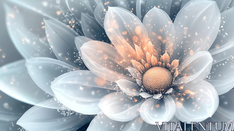 Translucent digital flower structure shows luminous core detail