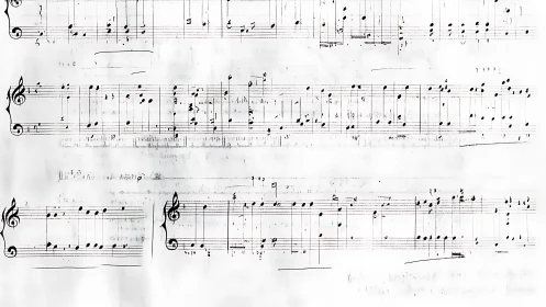 Digitally scanned piano score reveals aged notation texture