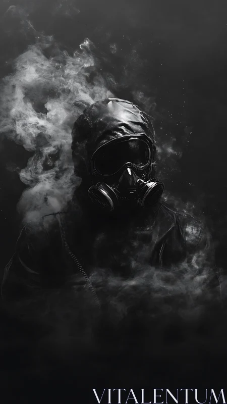 Silent wanderer in swirling midnight smoke and shadow.