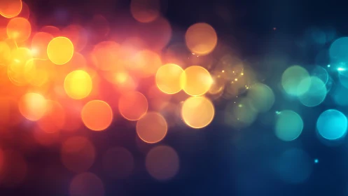 Vibrant abstract bokeh lights in warm and cool tones, digital style.