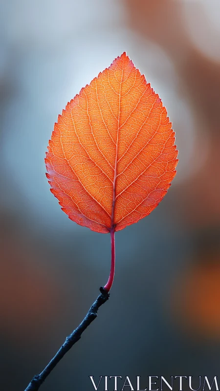 Backlit autumn leaf reveals intricate vascular network