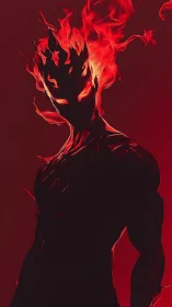 Volumetric flame humanoid silhouette with molten contours