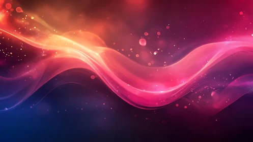 Colorful flowing light waves on dark abstract background.